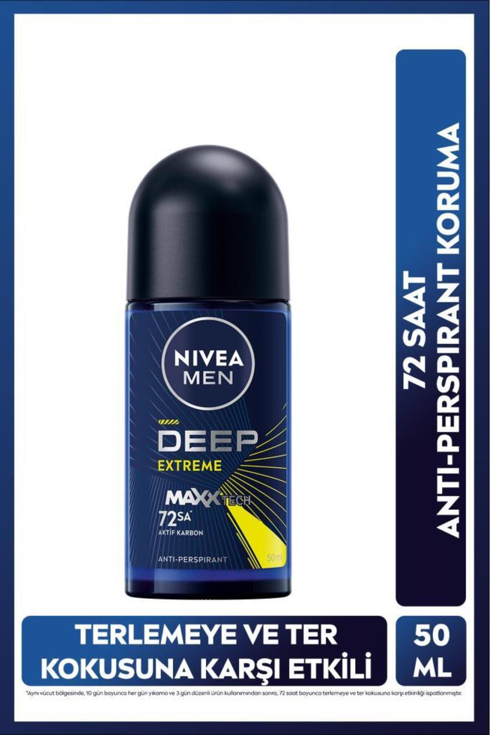 Nivea Men's Roll-on Deodorant Deep Extreme 50ml, 72 Hours Anti-perspirant Sweat Protection, New Energy
