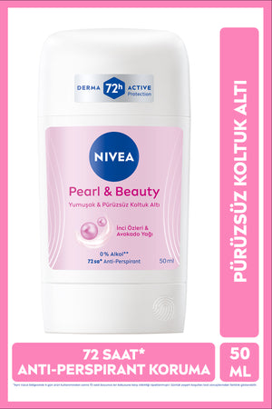 Nivea Women's Stick Deodorant Pearl&Beauty 50 ml, Protection Against Sweat, Floral Fragrance, Does Not Contain Alcohol
