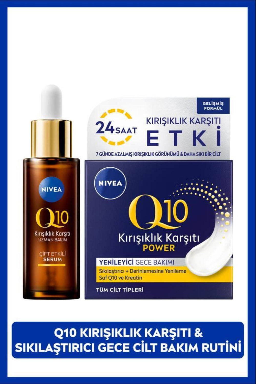 Nivea Q10 Anti-Wrinkle Double Effect Skin Serum 30ml, Q10 Power Anti-Wrinkle Night Care Cream 50ml