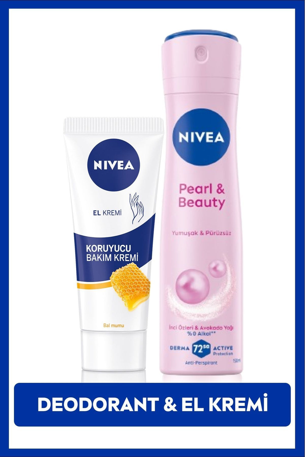 Nivea Women's Spray Deodorant Pearl&Beauty 150ml and Moisturizing Protective Hand Care Cream 75ml, Care Set