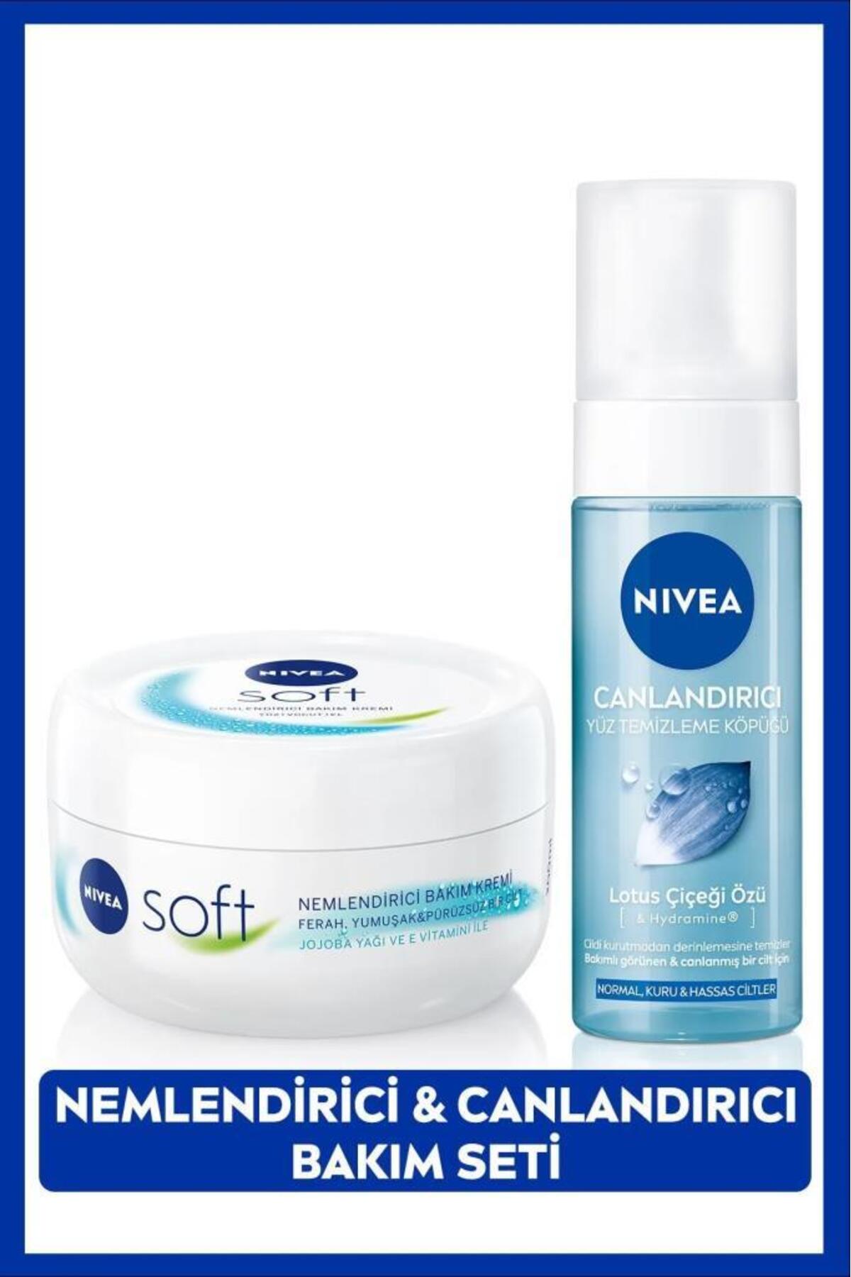 Nivea Soft Moisturizing Care Cream 200ml and Revitalizing Facial Cleansing Foam 150ml, Care Set