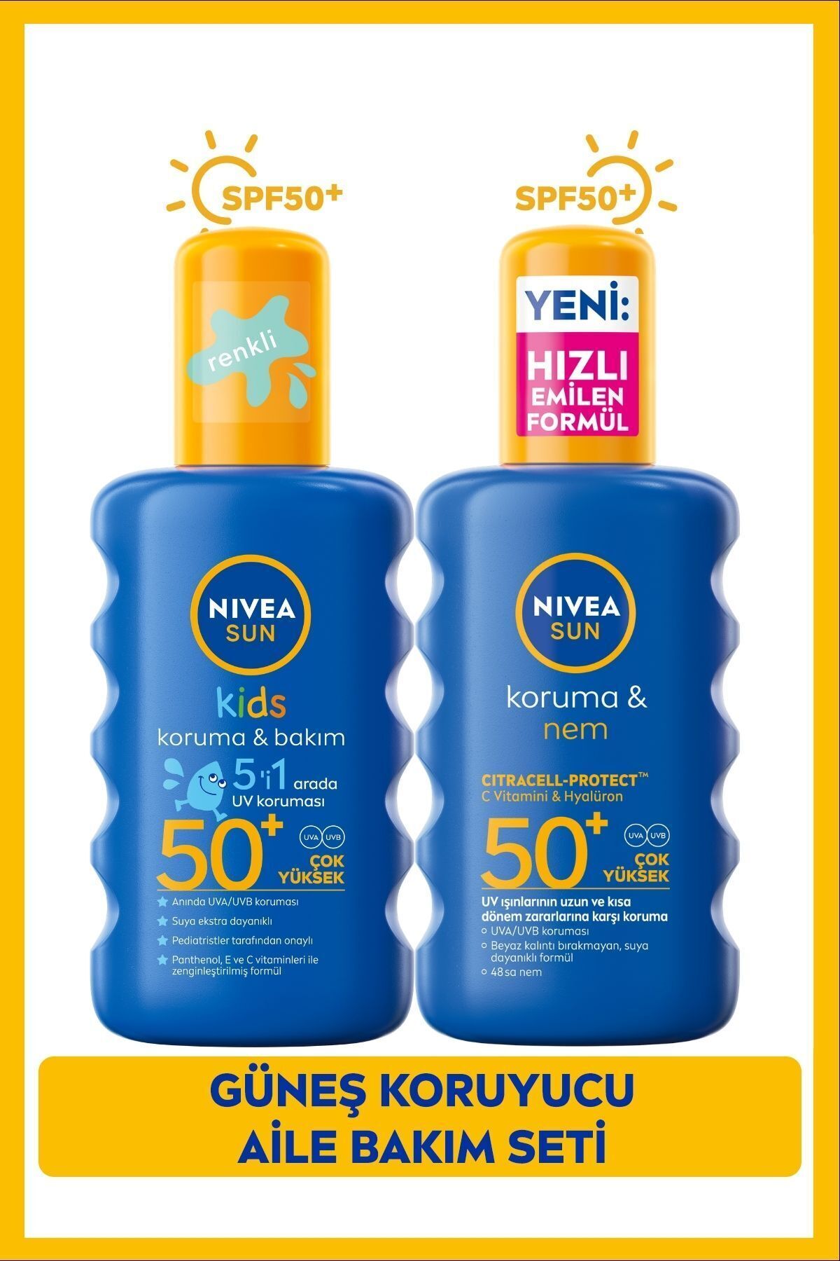Nivea SUN SPF50+ High Sunscreen Body Spray 200ml and Sensitive Sunscreen Spray for Children