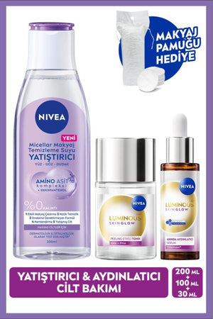 Nivea Brightening Care Routine, Micellar Make-up Cleansing Water, Serum and Tonic, Cotton Gift, Sensitive Skin