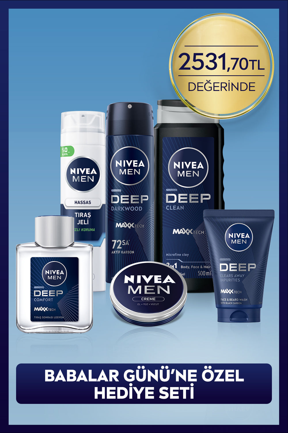 Nivea MEN Men's Care Dowry Set, Deodorant 150ml, Shaving Gel, Lotion, Facial Cleansing Gel, Cream, Shower Gel