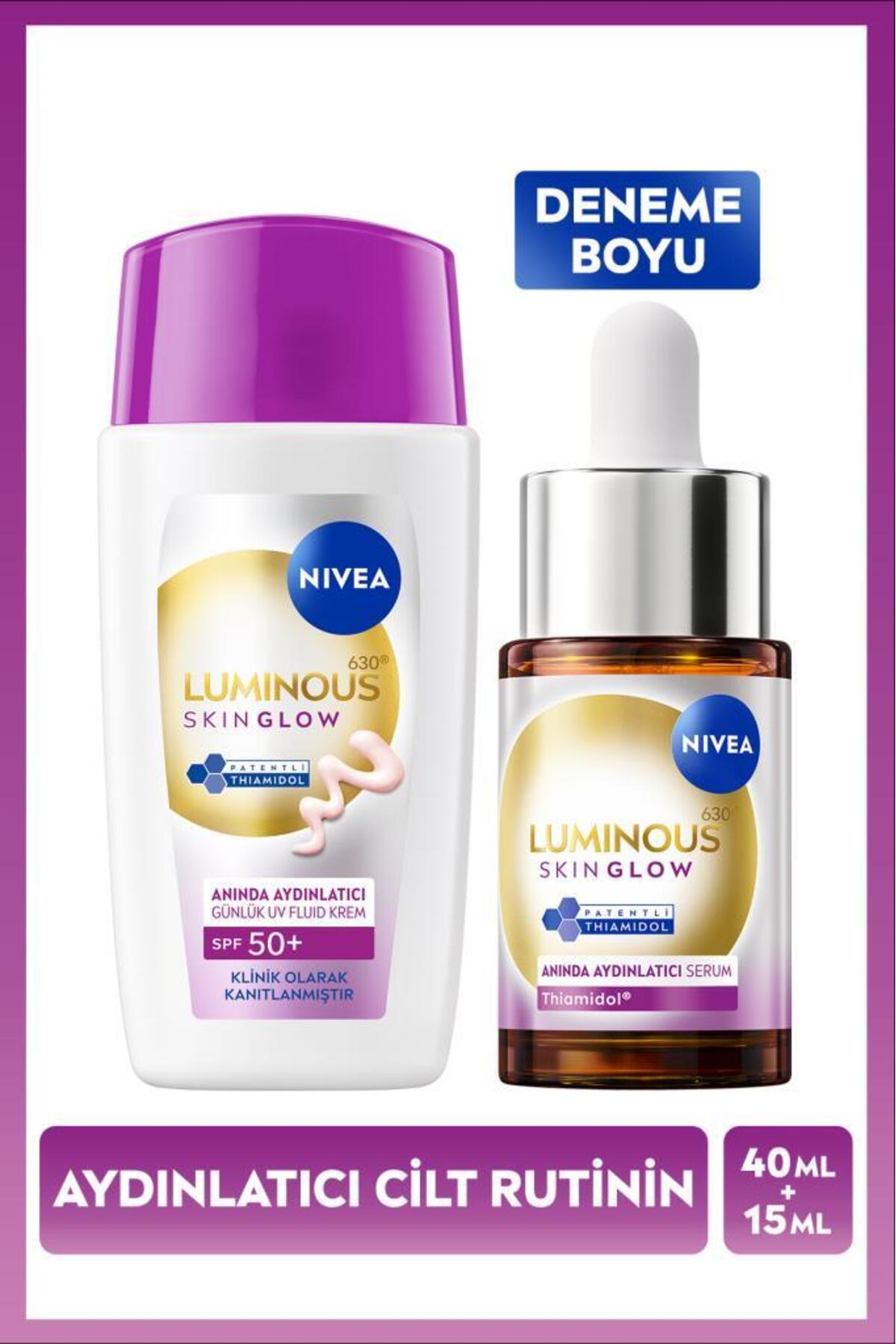 Nivea SPF50+ Sunscreen Luminous630 Skin Glow Illuminating Face Cream 40ml and Serum 15ml, Glass Skin