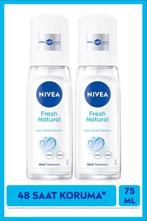 Nivea Women's Pump Spray Deodorant 75ml, 48 Hours Sweat Protection, Long-Lasting Freshness, Ocean Essences, X2 Pcs