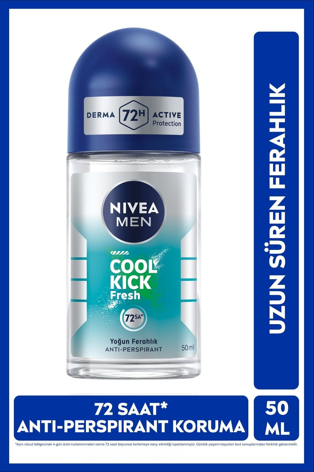 Nivea MEN Men's Roll-on Deodorant Cool Kick 50ml, 72 Hours Anti-perspirant Sweat Protection, Cactus Water