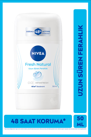 Nivea Women's Stick Deodorant Fresh Natural 50ml, 48 Hours Protection Against Sweat Odor, Long Lasting Freshness