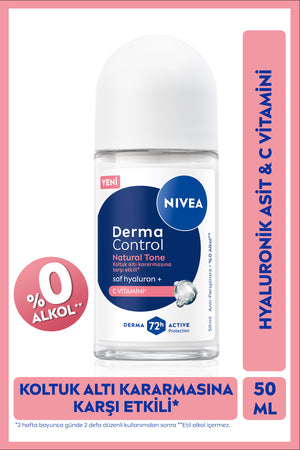 Nivea Women's Roll-on Deodorant Derma Control Natural Tone 50ml, Against Armpit Darkening, Vitamin C