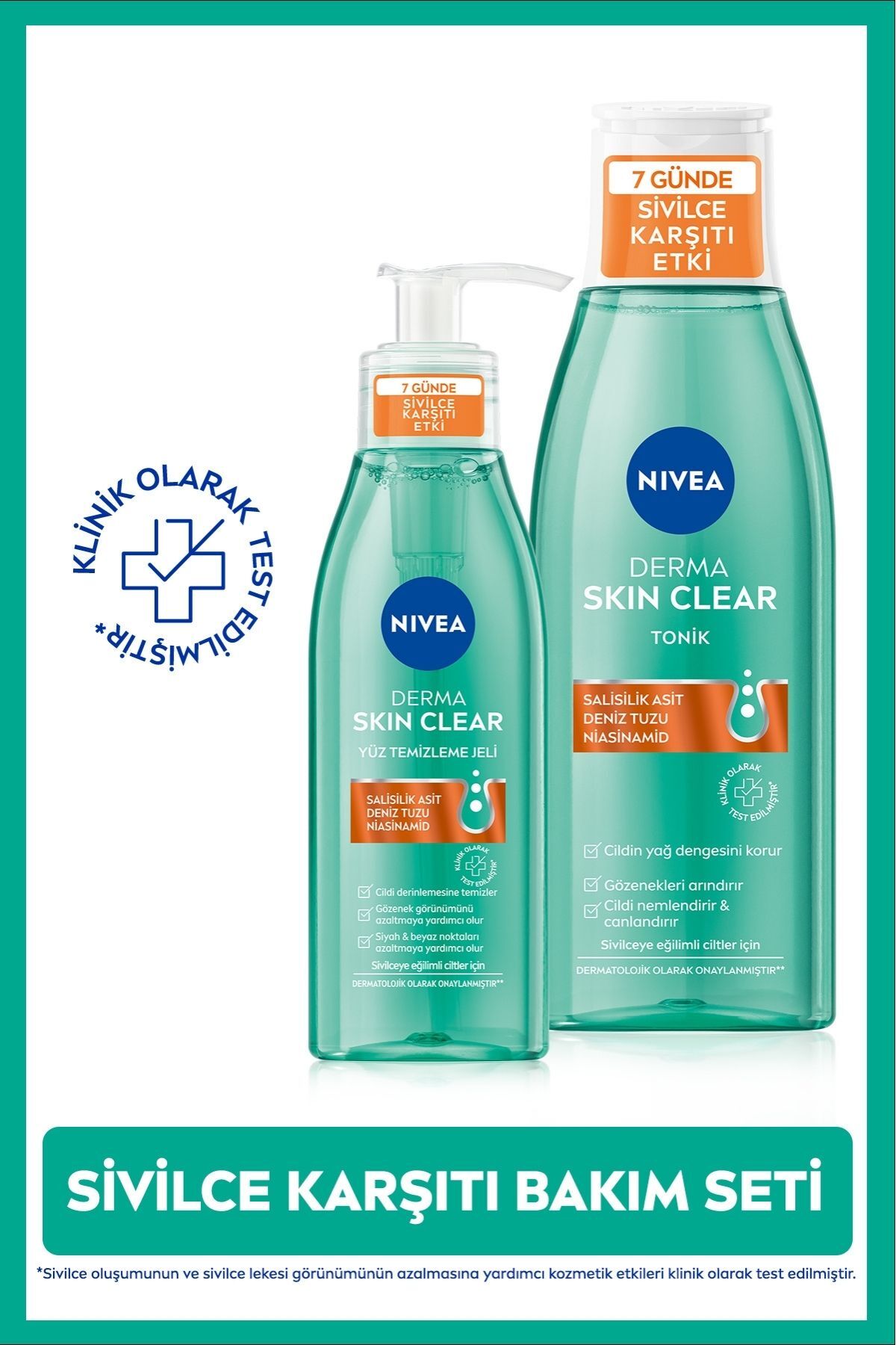 Nivea Anti-Acne Derma Skin Clear Facial Cleansing Gel 150ml and Tonic 200ml, Pores and Blackheads
