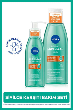 Nivea Anti-Acne Derma Skin Clear Facial Cleansing Gel 150ml and Tonic 200ml, Pores and Blackheads