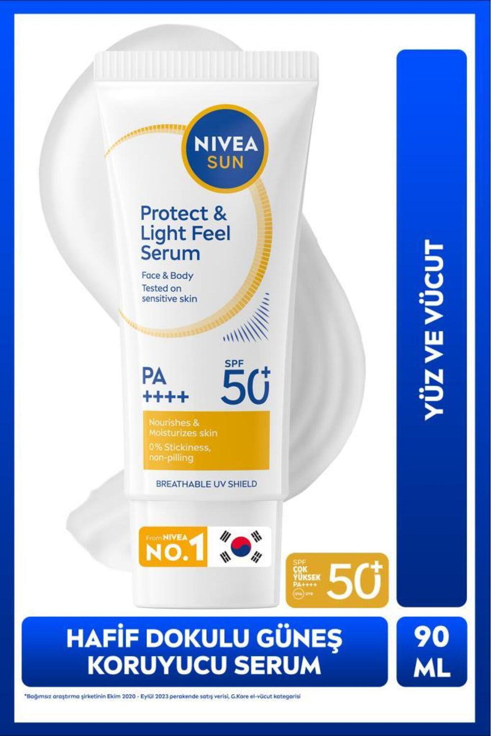 Nivea SUN SPF50+ Light Texture High Sun Protection Face and Body Serum 90ml, Sensitive Skin, Moisturizing