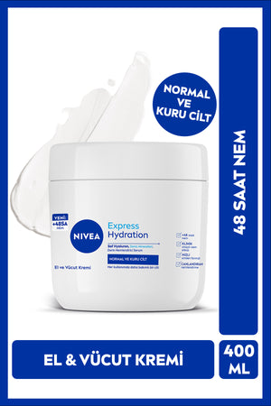 Nivea Intensive Moisturizing Hand and Body Care Cream Express Hydration 400ml, Dry Skin, Pure Hylaron