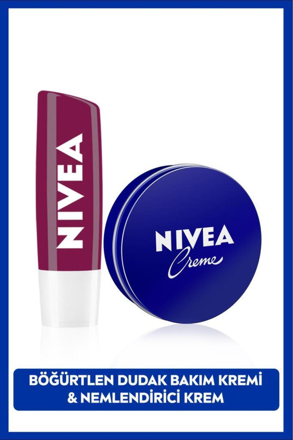 Nivea Creme Moisturizing 30ml and Moisturizing Blackberry Color Lip Care Cream 4.8gr, Light Burgundy Shimmer