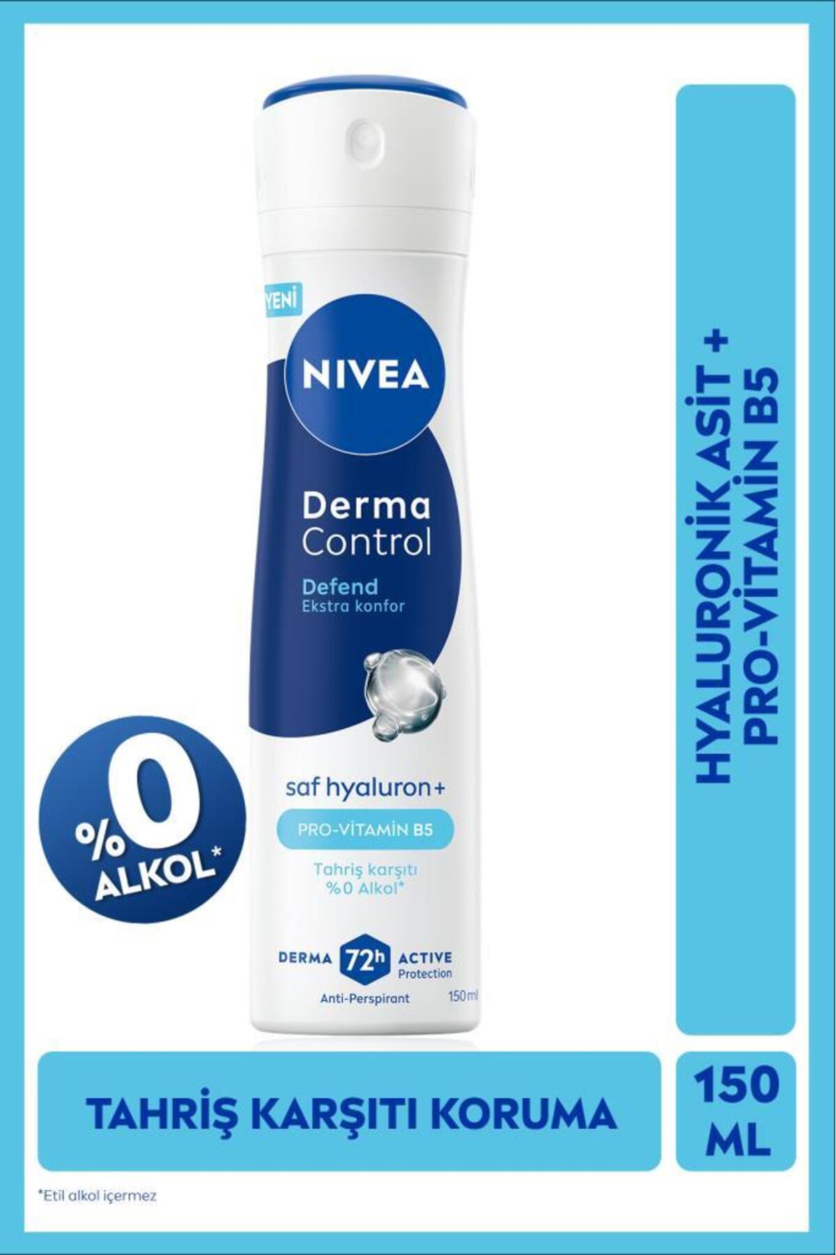 Nivea Women's Spray Deodorant Derma Control Defend 150 ml, Anti-Irritation, Alcohol-free, Hyaluron, Pro Vitamin B5