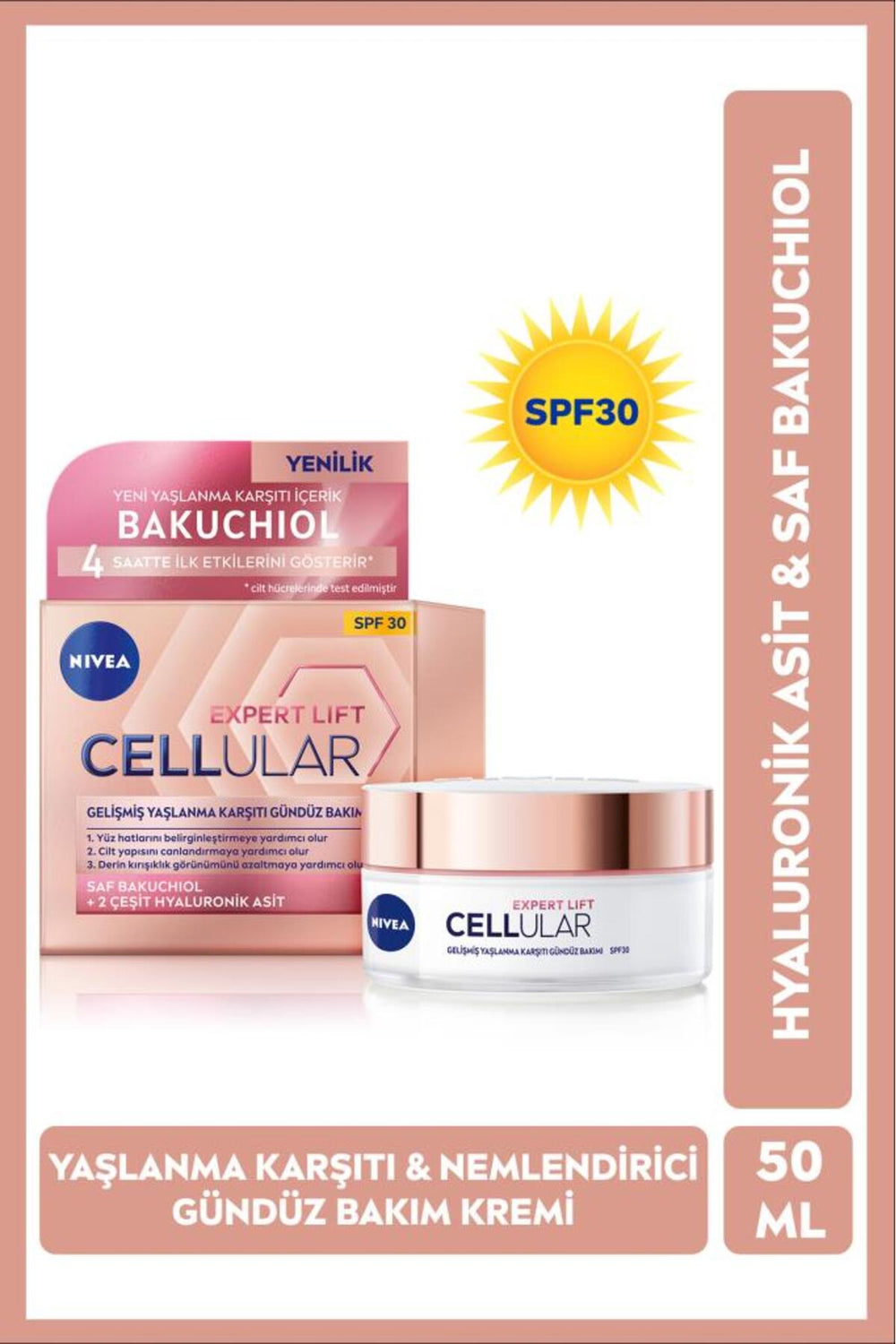 Nivea Cellular Expert Lift Anti-Aging Day Face Care Cream 50ml, SPF30, Bakuchiol, Hyaluronic Acid