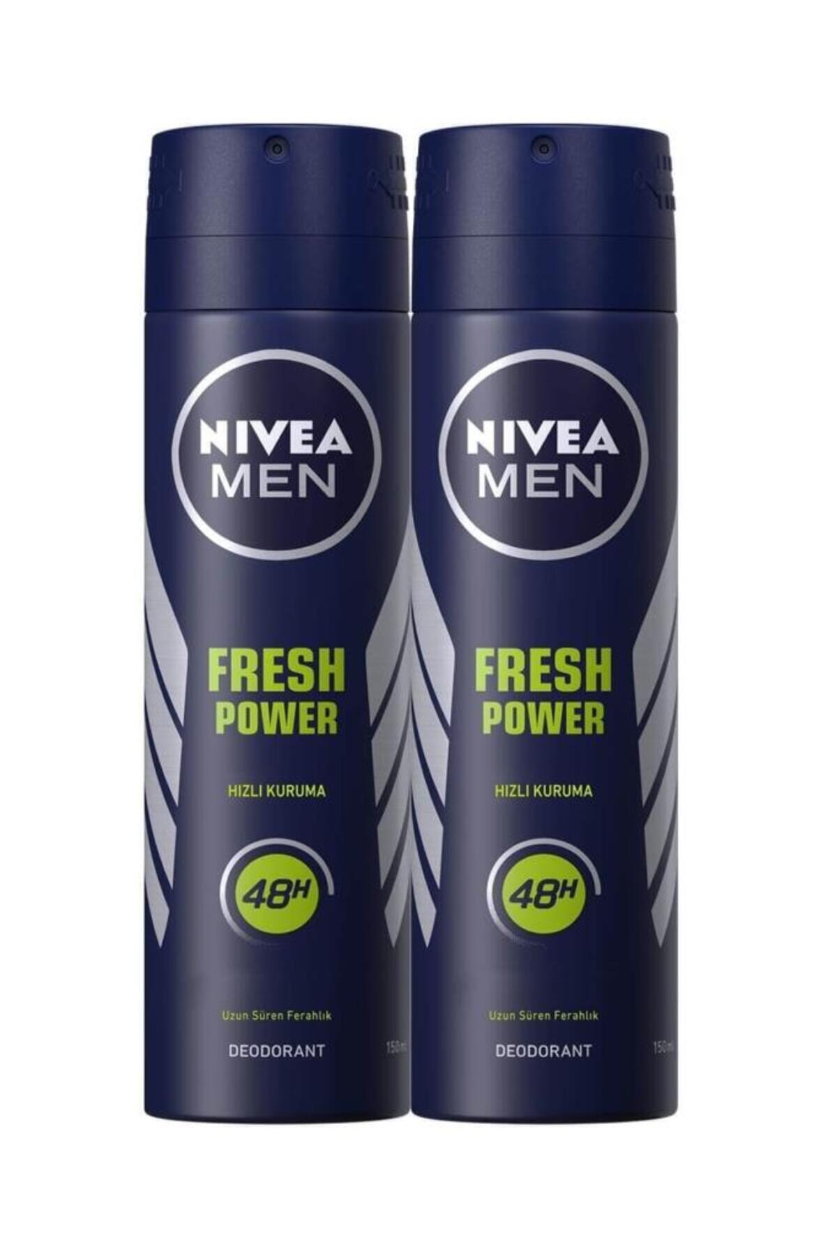 Nivea MEN Men's Spray Deodorant Fresh Power 150ml, 48 Hours Protection Against Sweat, X2 Pieces