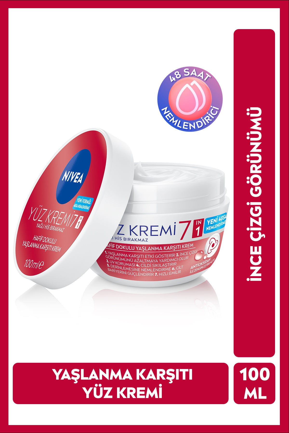 Nivea Light Texture Anti-Aging Face Cream 100ml, 48 Hour Moisturizer, Firm Skin, Antioxidant