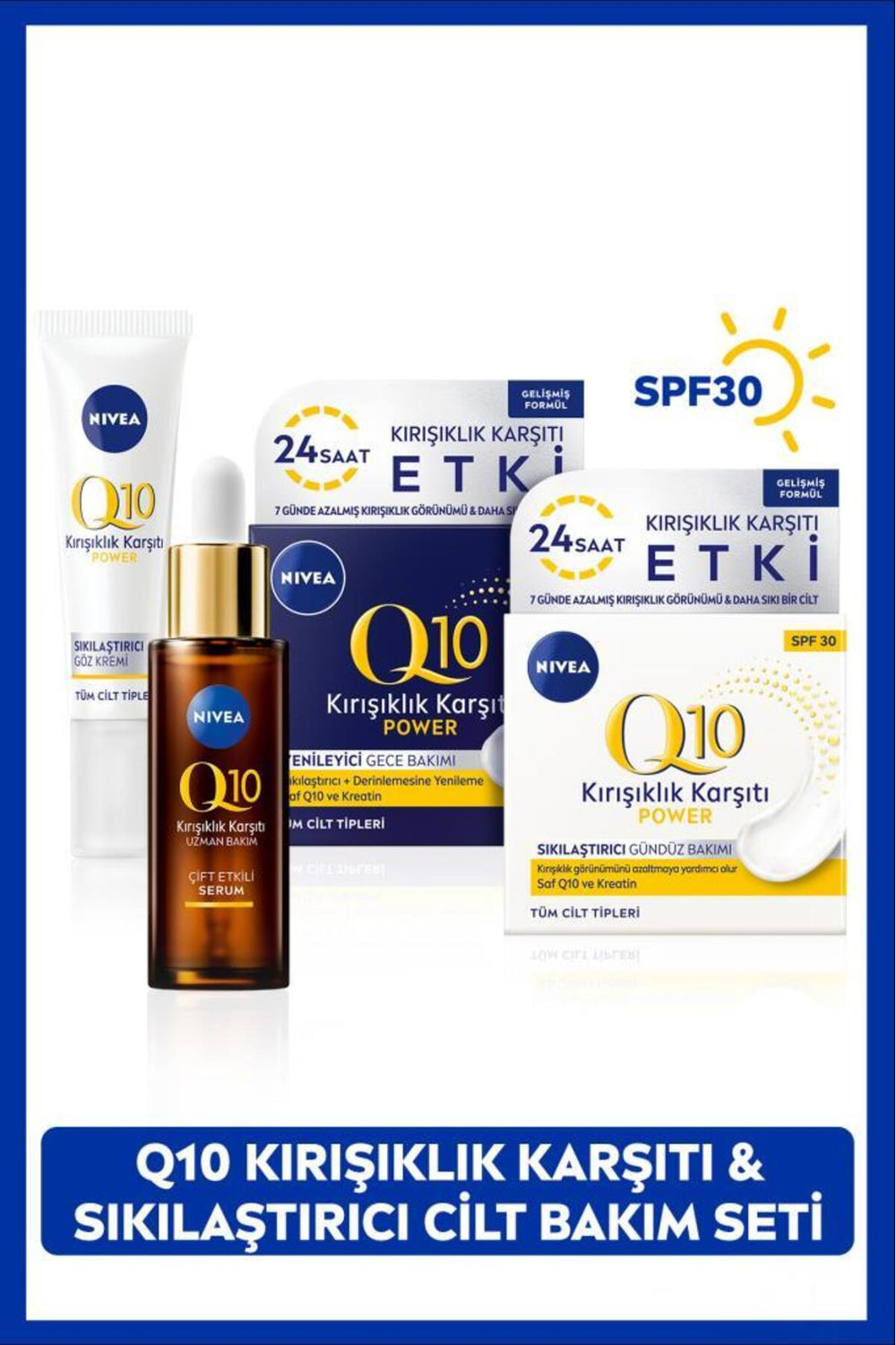 Nivea Q10 Anti-Wrinkle Face Cream and Serum Dowry Set, Reduced Wrinkle Appearance in 7 Days