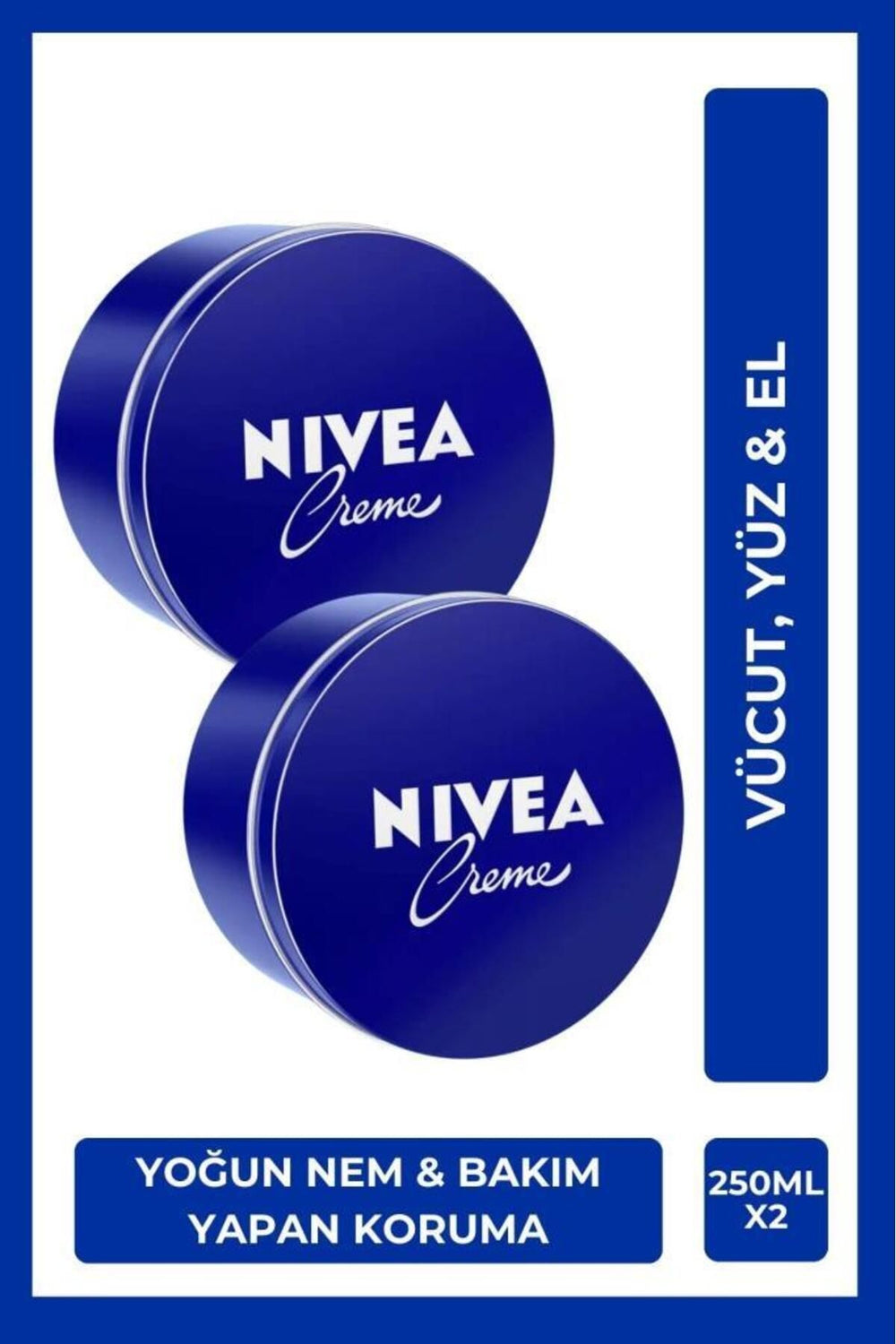 Nivea Moisturizing Creme 250ml, Hand Face Body, Caring Protection, Eucerit, Soft Skin, X2 Pieces