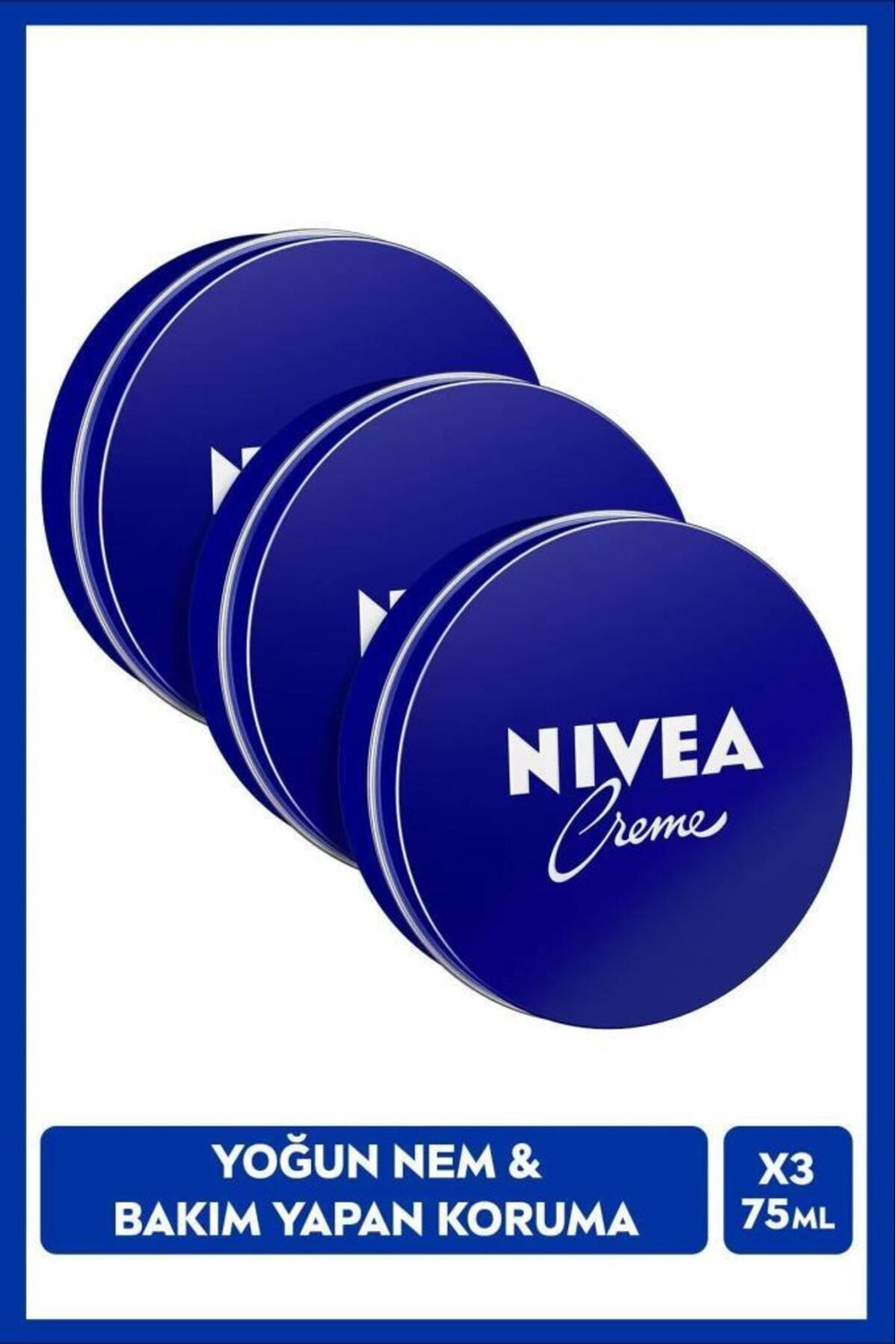Nivea Creme 75ml, Intensive Moisturizer, Caring Protection, Eucerit, Soft Skin, Hand Face Body, X3 Pieces