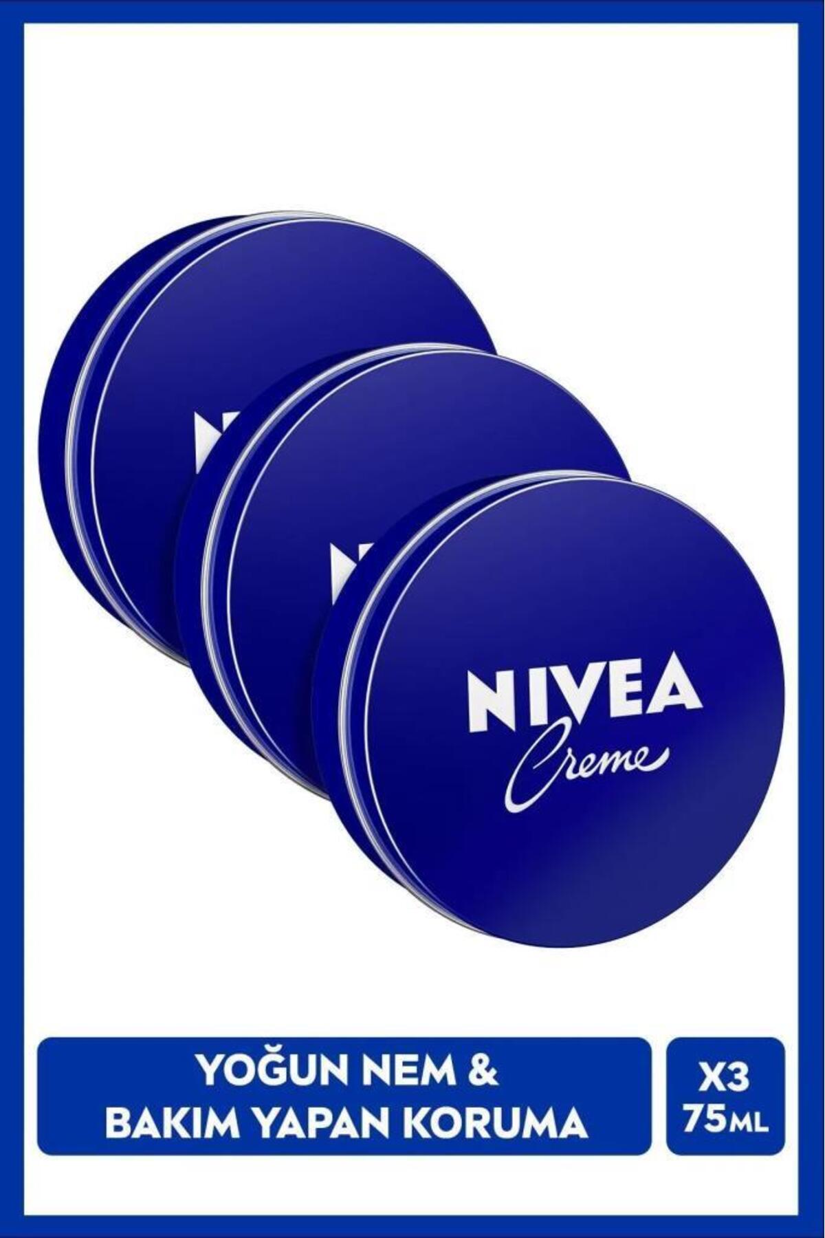 Nivea Creme 75ml, Intensive Moisturizer, Caring Protection, Eucerit, Soft Skin, Hand Face Body, X3 Pieces