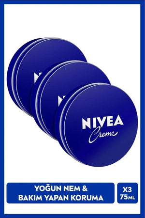 Nivea Creme 75ml, Intensive Moisturizer, Caring Protection, Eucerit, Soft Skin, Hand Face Body, X3 Pieces
