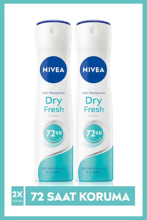 Nivea Women's Spray Deodorant Dry Fresh 150ml, 72 Hours Anti-perspirant Sweat Protection, Alcohol-Free