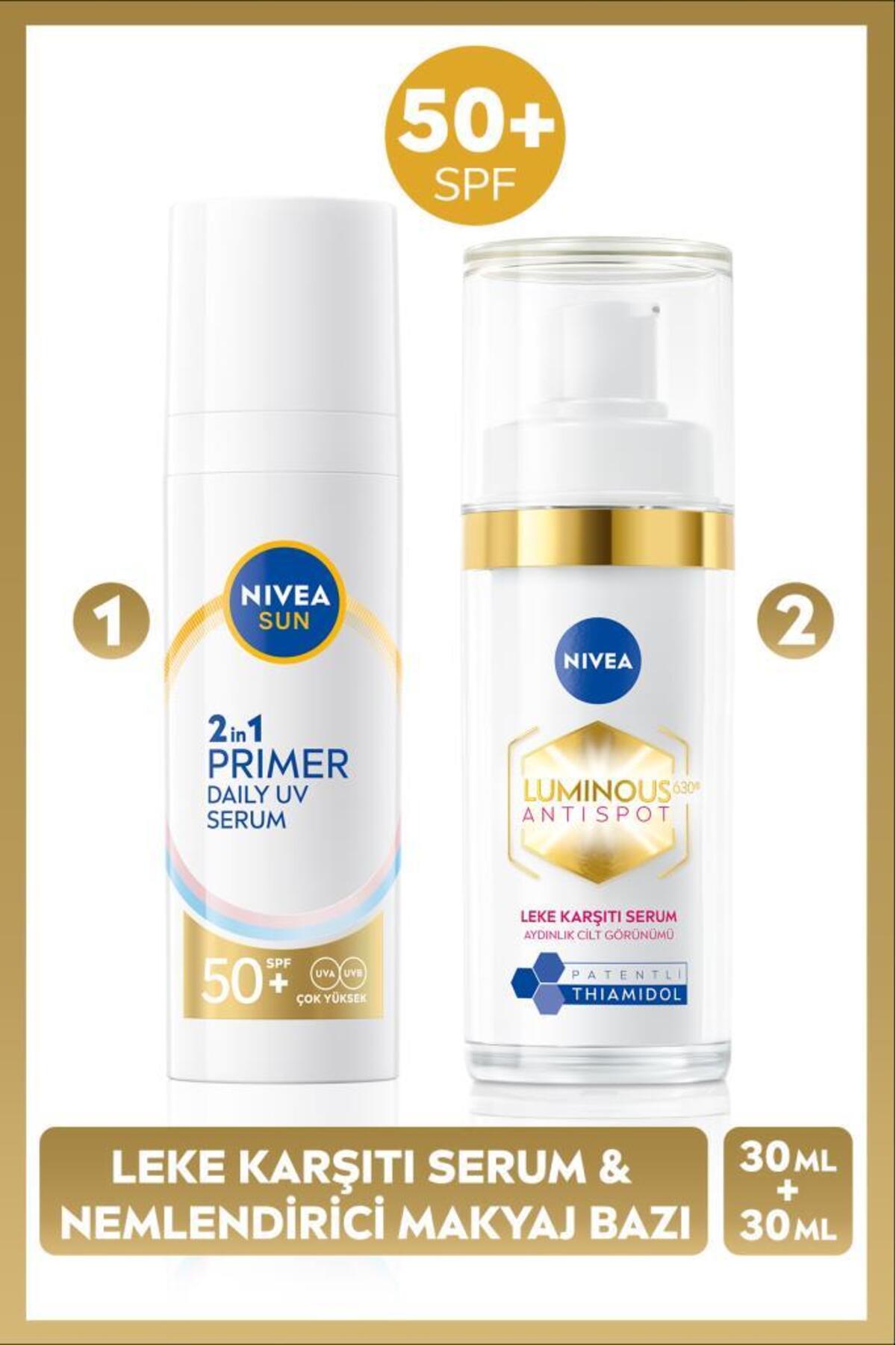 Nivea SUN SPF50 Primer Moisturizing Make-up Base 30ml and Luminous630 Thiamidol Anti-Blemish Skin Serum 30ml
