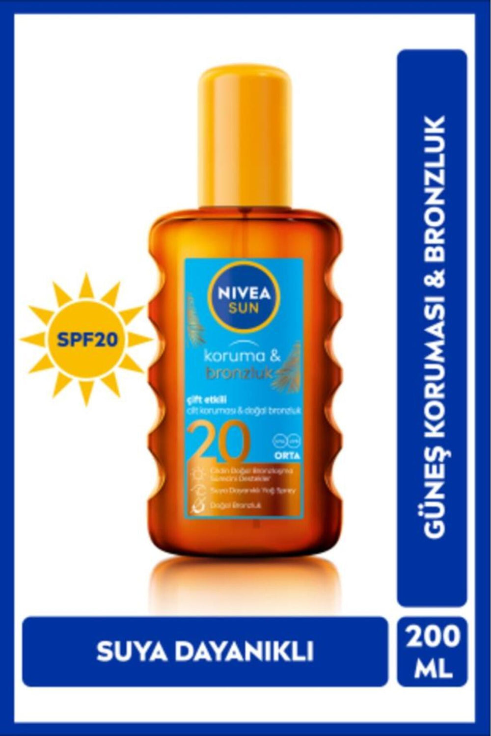 Nivea SUN SPF20 Sunscreen And Bronzing Body Oil 200ml, Natural Tan, Water Resistant