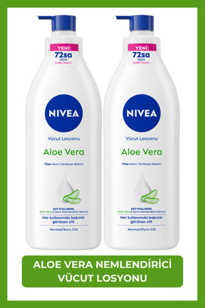 Nivea Aloe Vera Moisturizing Body Lotion 400 ml, 72 Hour Moisturizing, Normal, Dry Skin, X2 Pieces