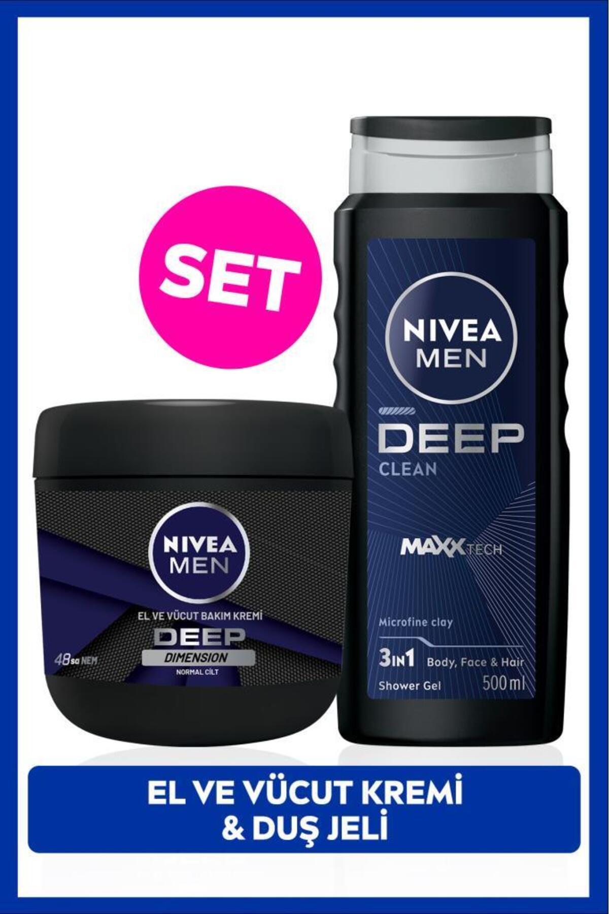 Nivea Men's Groom Dowry Set Deep Dimension Shower Gel and Body Care Cream 500ml +400ml