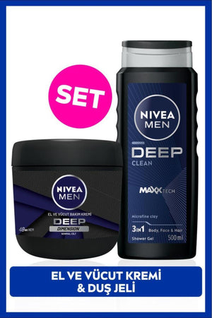 Nivea Men's Groom Dowry Set Deep Dimension Shower Gel and Body Care Cream 500ml +400ml