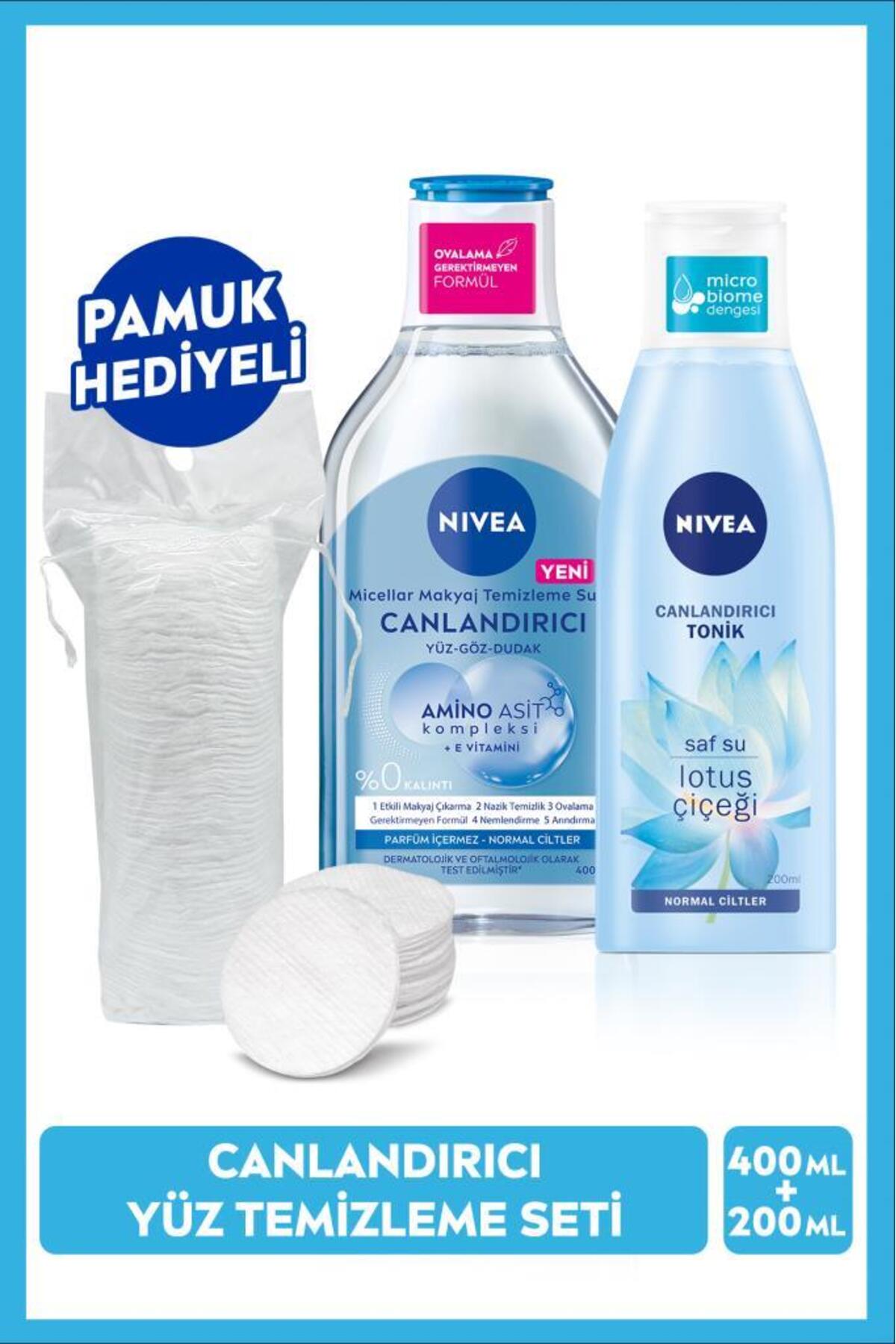 Nivea Revitalizing Micellar Make-up Cleansing Water 400ml and Moisturizing Tonic 200ml, with Cotton Gift