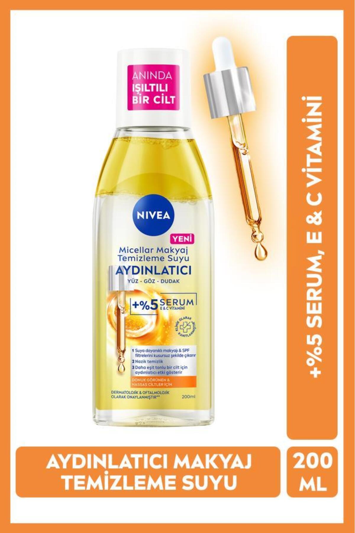 Nivea Brightening Micellar Make-up Cleansing Water 200ml, Serum Effective, Vitamin C, Bright Skin