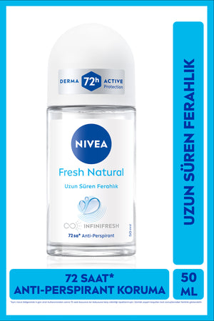 Nivea Women's Roll-on Deodorant Fresh Natural 50ml, 72 Hours Anti-perspirant Sweat Protection, Alcohol-Free