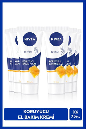 Nivea Protective Hand Care Cream Beeswax 75ml, Moisturizing, Doesn't Leave an Oily Feeling, Rose Scent, X6 Pieces
