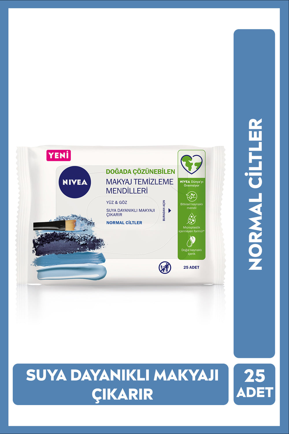 Nivea 3 in 1 Makeup Remover Wipes, Removes Waterproof Makeup, Normal Skin, Face Eye, 25 Pcs