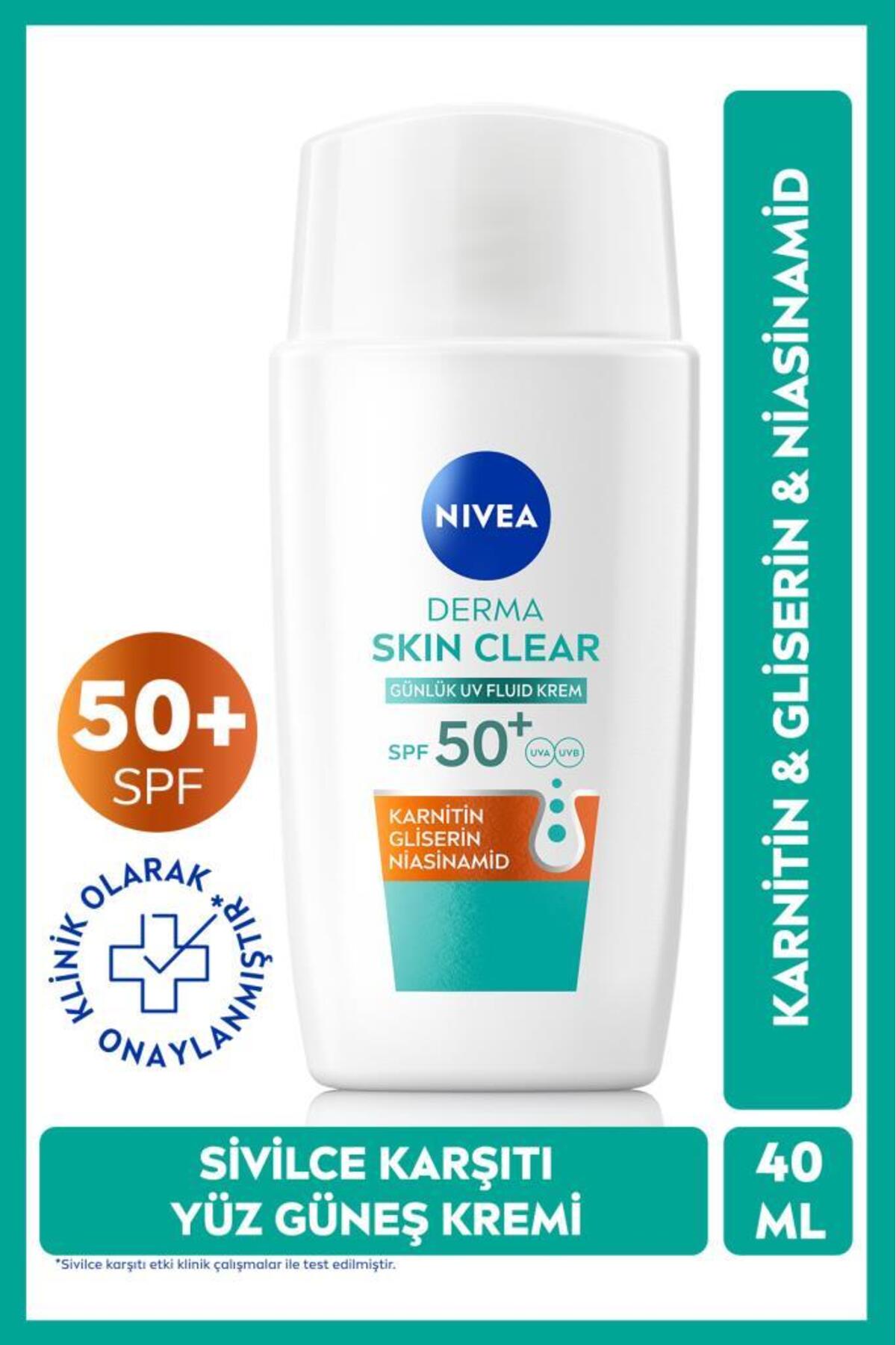 Nivea SPF50+ Derma Skin Clear Anti-Acne Sunscreen Face Cream 40ml, Mattifying, Niacinamide