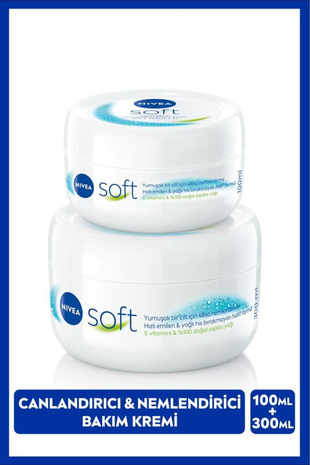 Nivea Soft Moisturizing Hand Face and Body Care Cream 100ml and 300ml, Jojoba Oil, Vitamin E, Smooth Skin