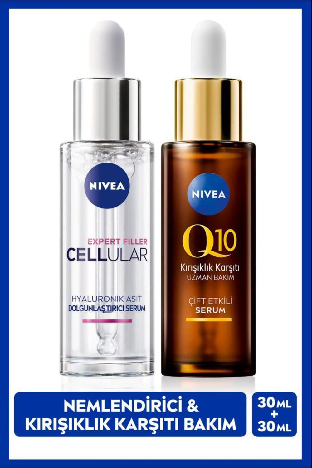 Nivea Q10 Anti-Wrinkle Double Effect Skin Serum 30ml and Cellular Expert Filler Moisturizing Serum 30ml