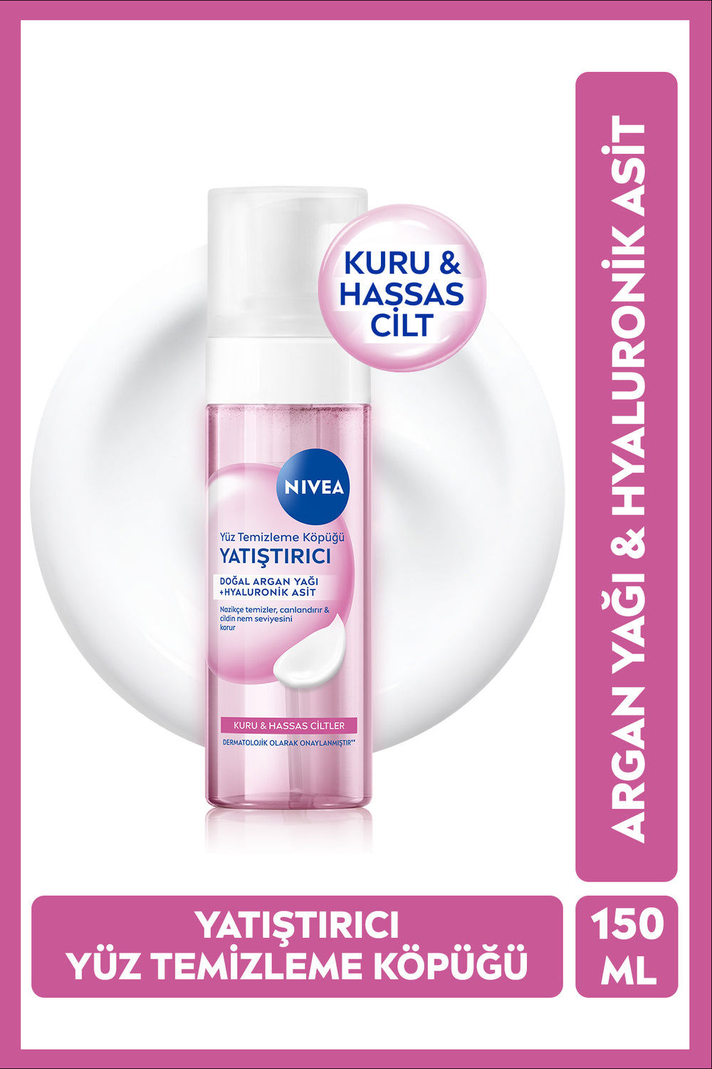Nivea Soothing Face Wash Foam 150ml, Dry and Sensitive Skin, Argan Oil, Hyaluronic Acid