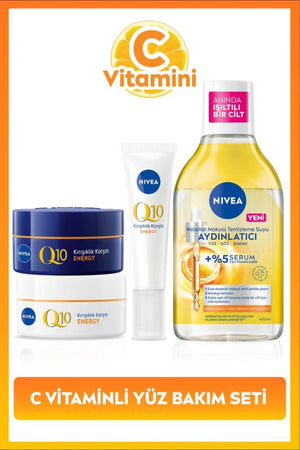 Nivea Vitamin C Dowry Set, Micellar Make-up Cleansing Water 400ml, Eye Cream 15ml, Day and Night Face Cream