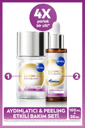 Nivea Luminous630 Skin Glow Instant Brightening Serum 30ml and Exfoliating Tonic 100ml, Even Skin Tone
