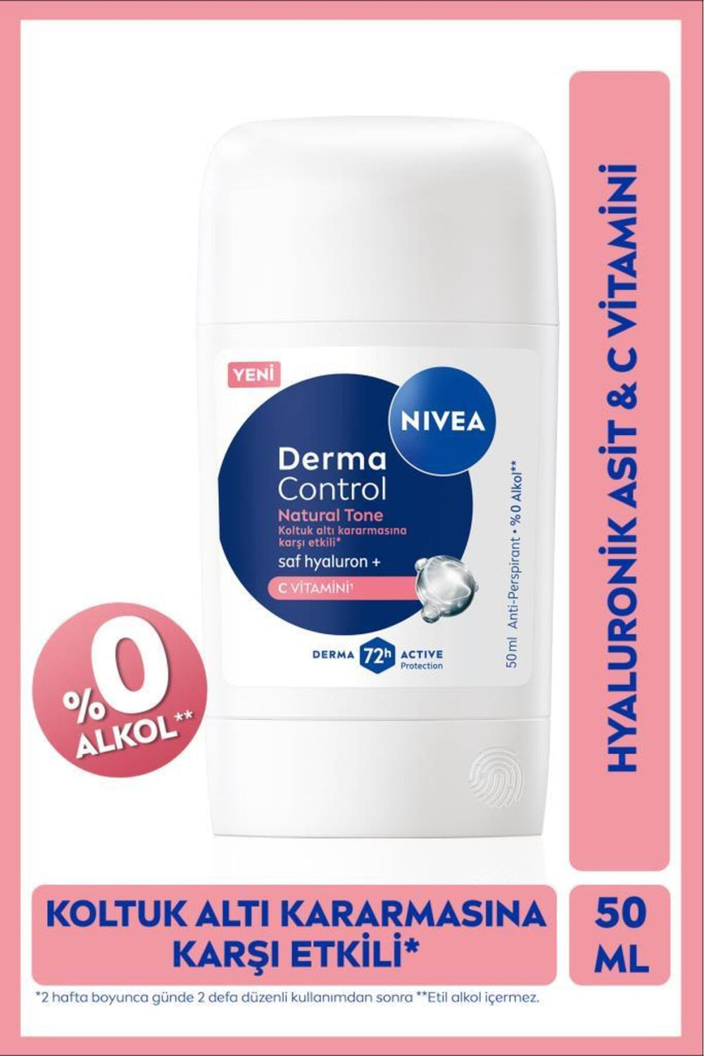 Nivea Women's Stick Deodorant Derma Control Natural Tone 50ml, Against Armpit Darkening, Vitamin C