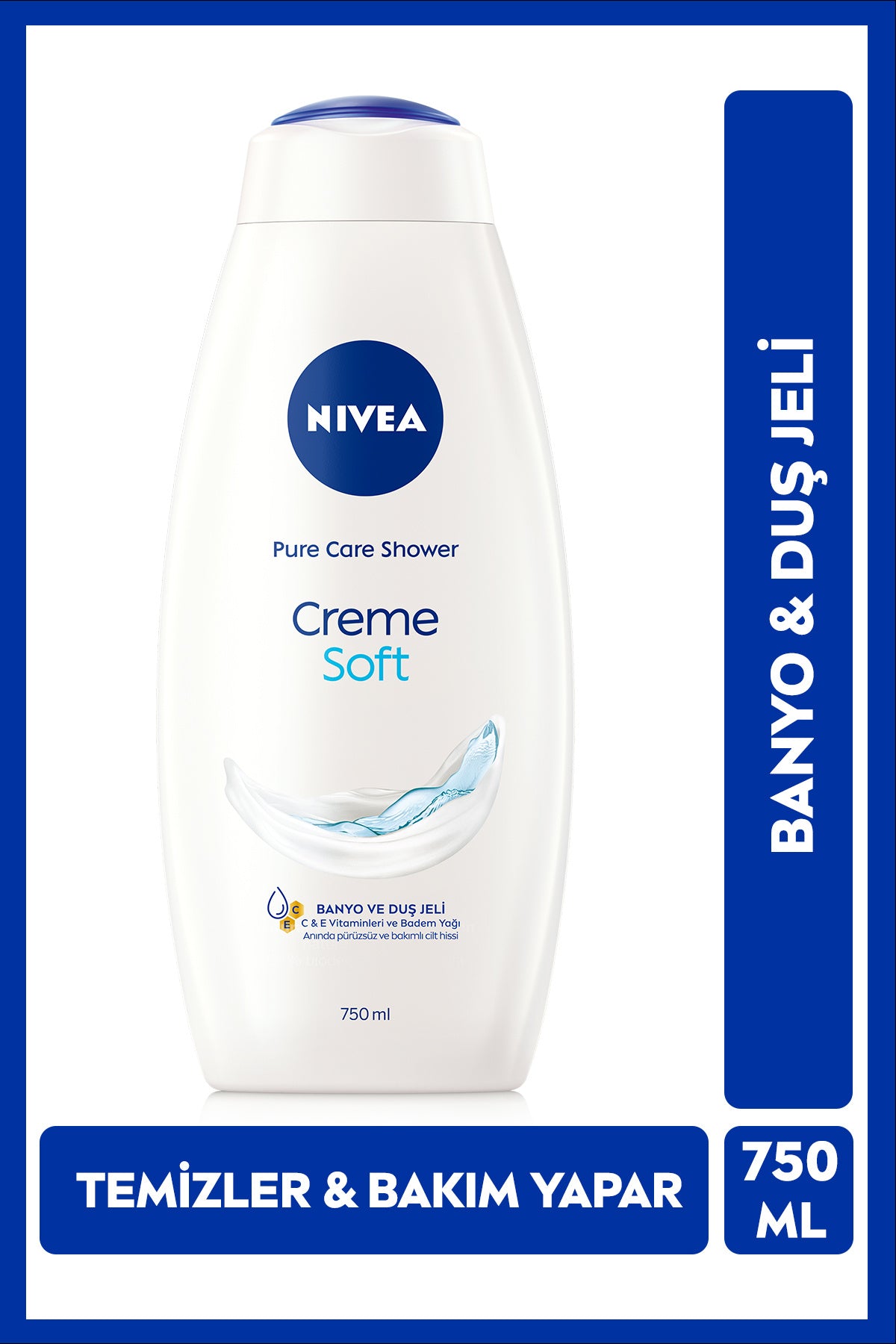 Nivea Creme Soft Creamy Touch Shower Gel 750ml, Almond Oil, Moisturizer, Economical Size, Vitamin E