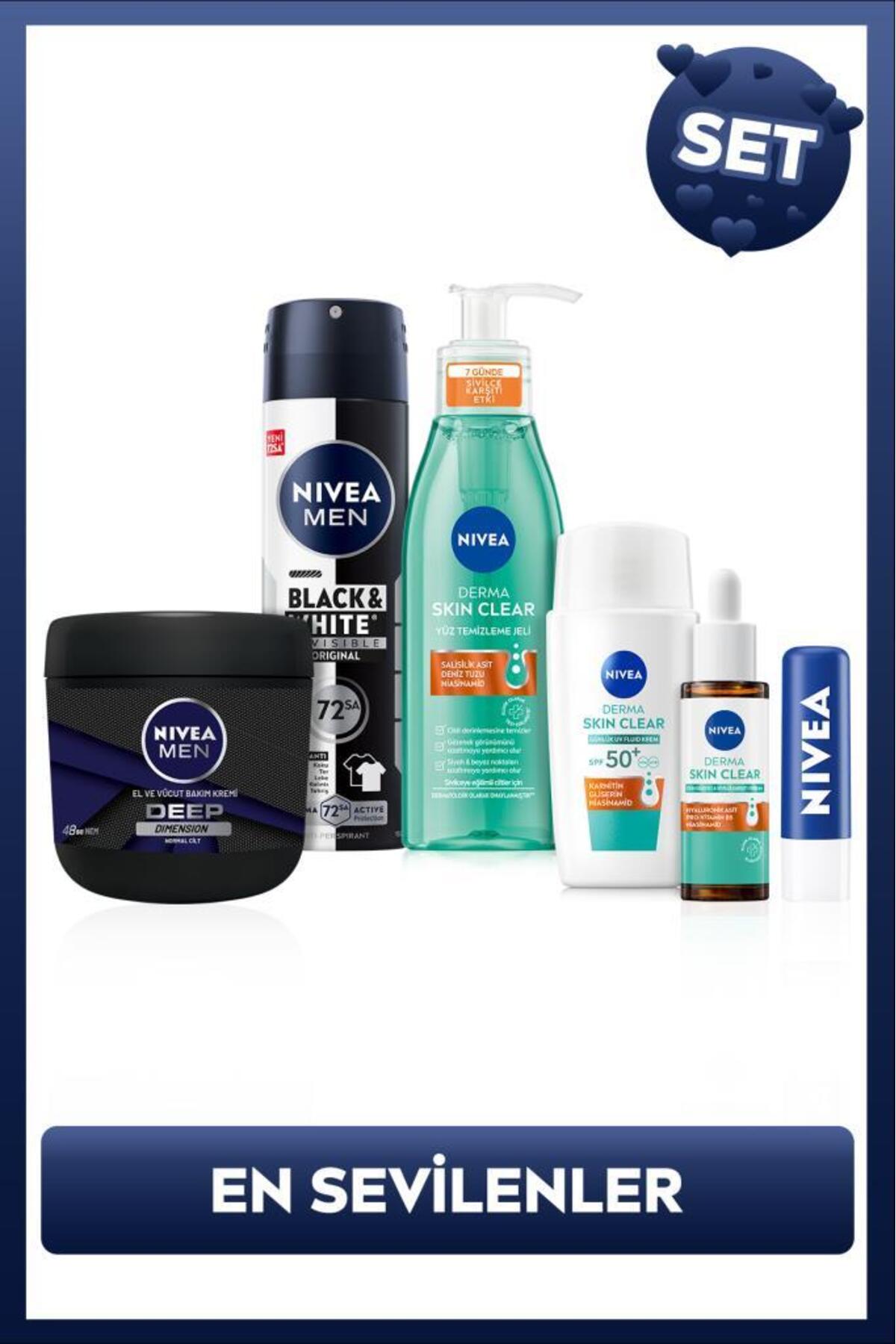 Nivea MEN Men's Dowry Set, Deodorant, Body Cream, Colorless Lip Balm, Anti Gel, Serum, Sun Cream