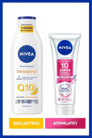 Nivea Q10 Firming Body Lotion 250 ml, Super10 Brightening Body Serum 170 ml, Body Care Set