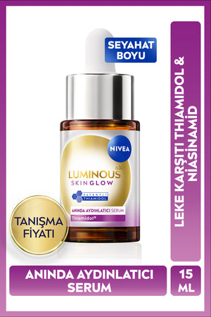 Nivea Luminous630 Skin Glow Instant Brightening Serum 15ml, Even Skin Tone, Thiamidol, Niacinamide, AloeVera