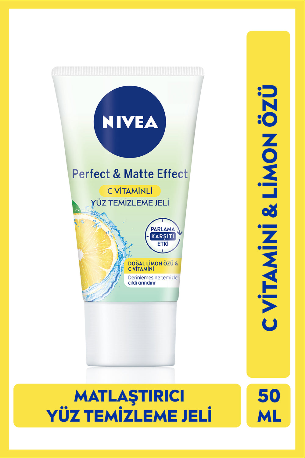 Nivea Perfect&Matte Facial Cleansing Gel 50ml, Vitamin C, Mattifying, Anti-Shine, Oily Skin